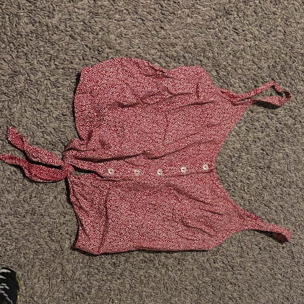 Hollister Red Tank Top with Button Detail